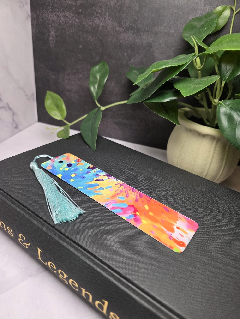 Vibrant Abstract Metal Bookmark